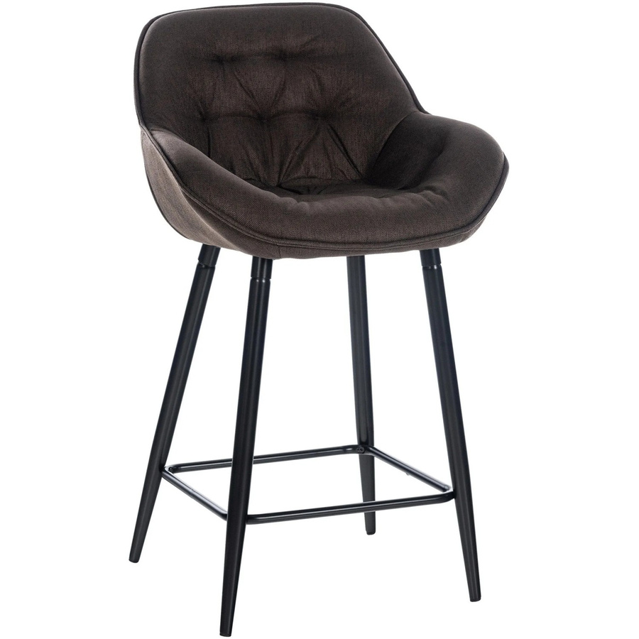 DELUKE Barhocker KUTOR Tresenhocker aus Stoff in Braun mit Lehne, B/T/H: 54 x 57,5 x 93,5 cm - Bild 2