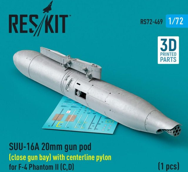 ResKit Models SUU-16A 20mm Gun Pod, 1-teiliges Set, 3D Printed - Bild 1