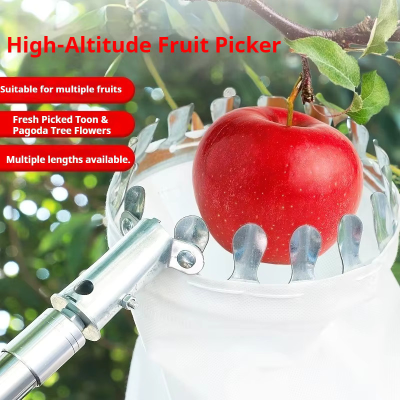 BEILU Obstpflücker mit Teleskopstange aus Metall in Silber für Äpfel, Mangos, Orangen, Birnen und Zitronen - Bild 3