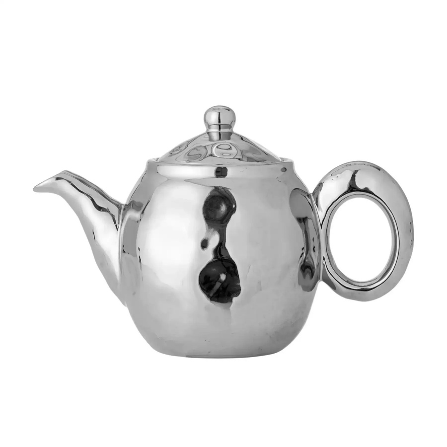 Bloomingville Teekanne aus Steingut mit Infuser in Silber Shine - Bild 1