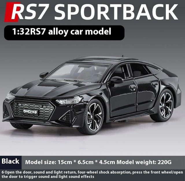 Linyi toy car Rs7 Sportwagenmodell, 1:32-Maßstab, mit Licht und Sound, ab 14 Jahren - Bild 1