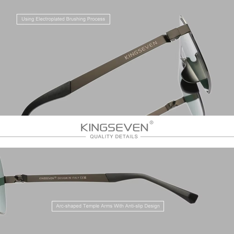 KINGSEVEN Sonnenbrille Square, Herren, Vollrand, Metall, polarisiert - Bild 2