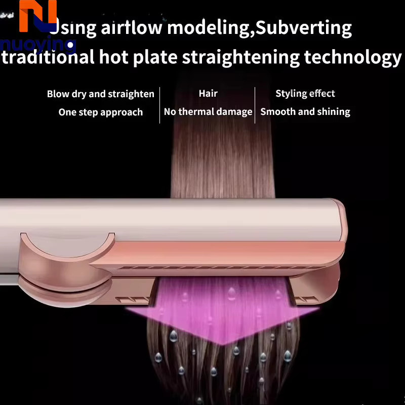 NUOYING 2-in-1 Haartrockner & Glätteisen mit Negativ-Ionen, Blau - Bild 2