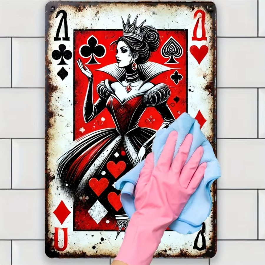 CIFBUY Blechschild Königin der Herzen Vintage Metall-Wandkunst mit Poker-Design, Breite: 20,3 cm, Höhe: 30,5 cm - Bild 4