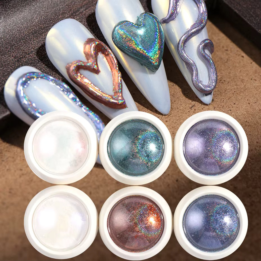 Full Beauty Holographisches Chrom Nagelpulver, Metallic, 6 Stück - Bild 5