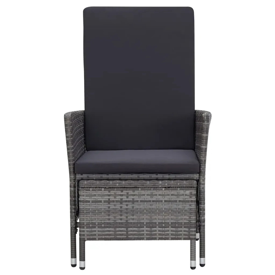 vidaXL Garten-Liegestuhl aus Poly Rattan mit Auflagen in Grau - Bild 2