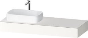 Duravit Konsole Qatego in Weiß Matt mit einem Ausschnitt und Beckenanschluss links, B/T/H: 140 x 55 x 17 cm - Bild 1