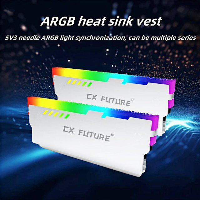 AuyiHomu ARGB RAM-Kühlkörper mit Wärmeleitpad in Weiß für DDR4 und DDR5 Speicher - Bild 1