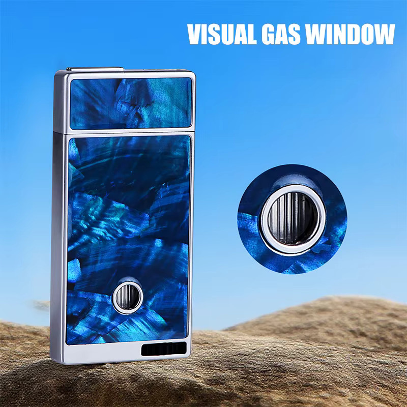 JOBON Flat Blue Flame Feuerzeug in Multicolour mit visuellem Gasfenster und schillerndem Körper - Bild 3