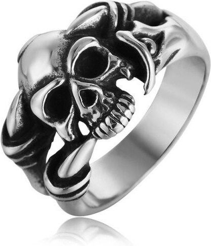 Allbestart Ring Schädel, Edelstahl, Schwarz, Unisex - Bild 1
