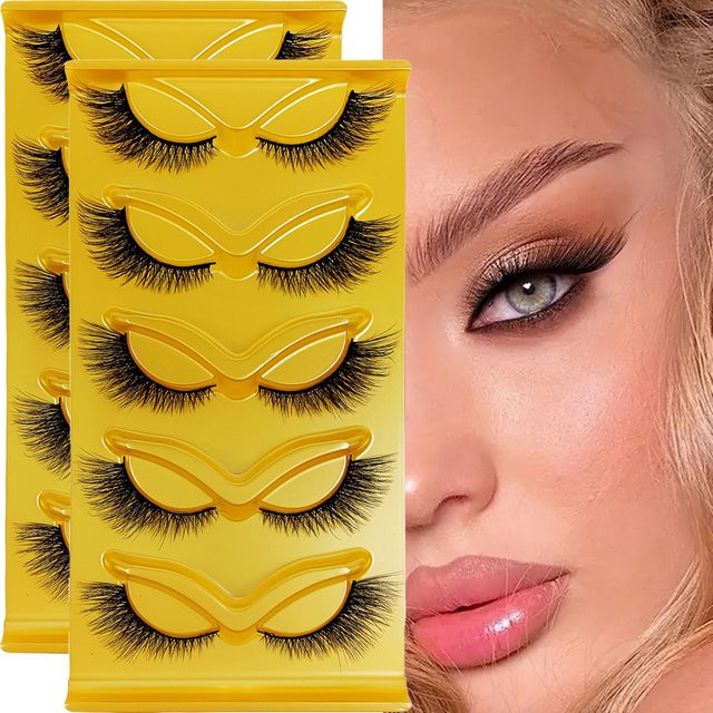 JIEFUXIN Katzenaugenwimpern Wispy Fake Lashes, 10 Paar - Bild 1