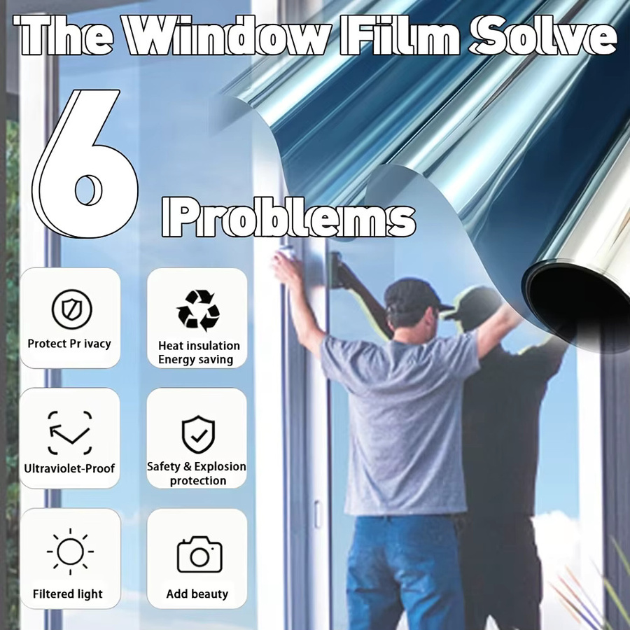 BUNPIG Sichtschutzfolie für Fenster, transparent/silber, statisch haftend mit UV-Schutz und Wärmekontrolle für Haus, Büro und Balkon - Bild 5