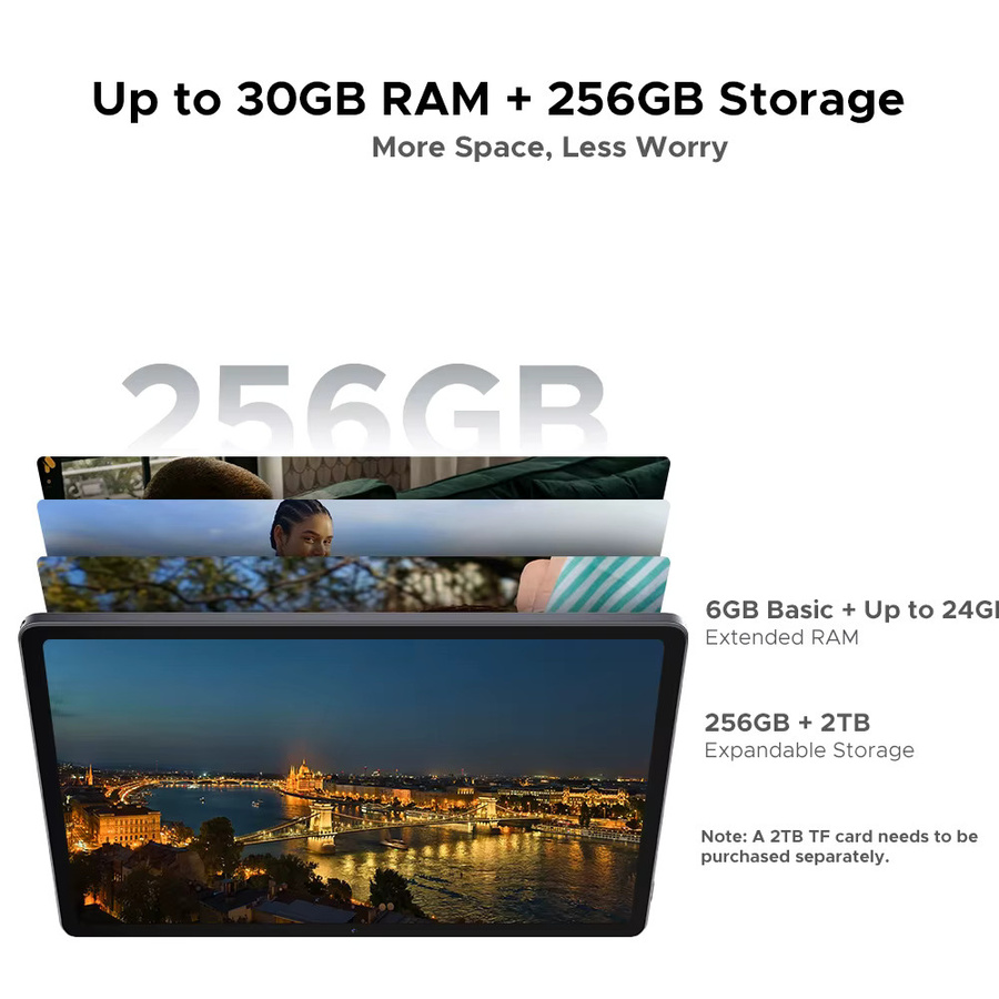 DOOGEE U11 Pro Tablet mit Android 16, 256 GB Speicher, 6 GB RAM, 11 Zoll HD 90Hz Display, 8580mAh Akku, Unisoc T720, Widevine L1, Farbe: Blau - Bild 2