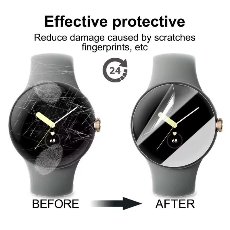 Google Pixel Watch 3 Displayschutz TPU-Hydrogelfolie, transparent, kratzfest und ultradünn für 41 mm und 45 mm Modelle - Bild 3