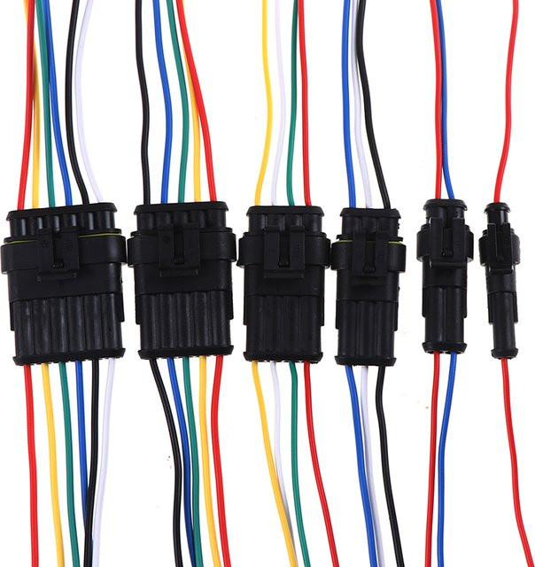 JINHF Wasserdichter elektrischer Kabelstecker mit 1 bis 6 Pins, männlich und weiblich, Farbe: Schwarz - Bild 1