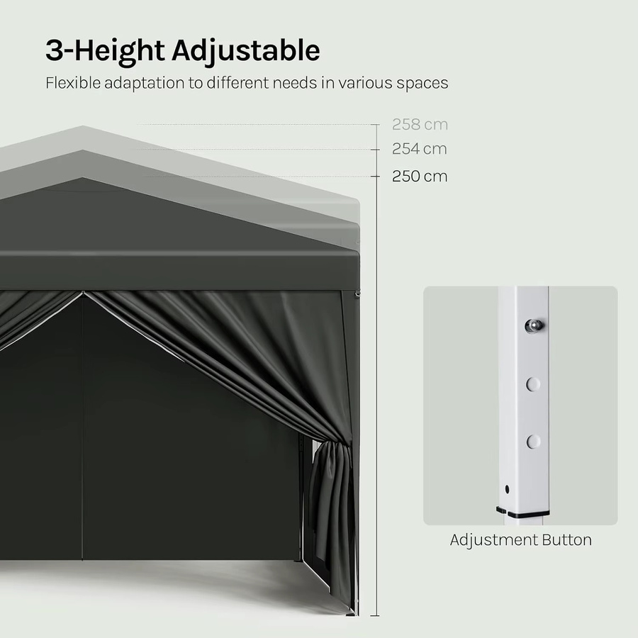 WOLTU Pavillon beige, faltbares Gartenzelt mit UV-Sonnenschutz und wasserdichter Überdachung, B/T/H: 300 x 300 x 258 cm - Bild 4