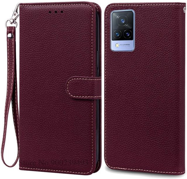 Silikon Wallet Flip Handyhülle für Vivo V21 5G in Lederoptik - Bild 1