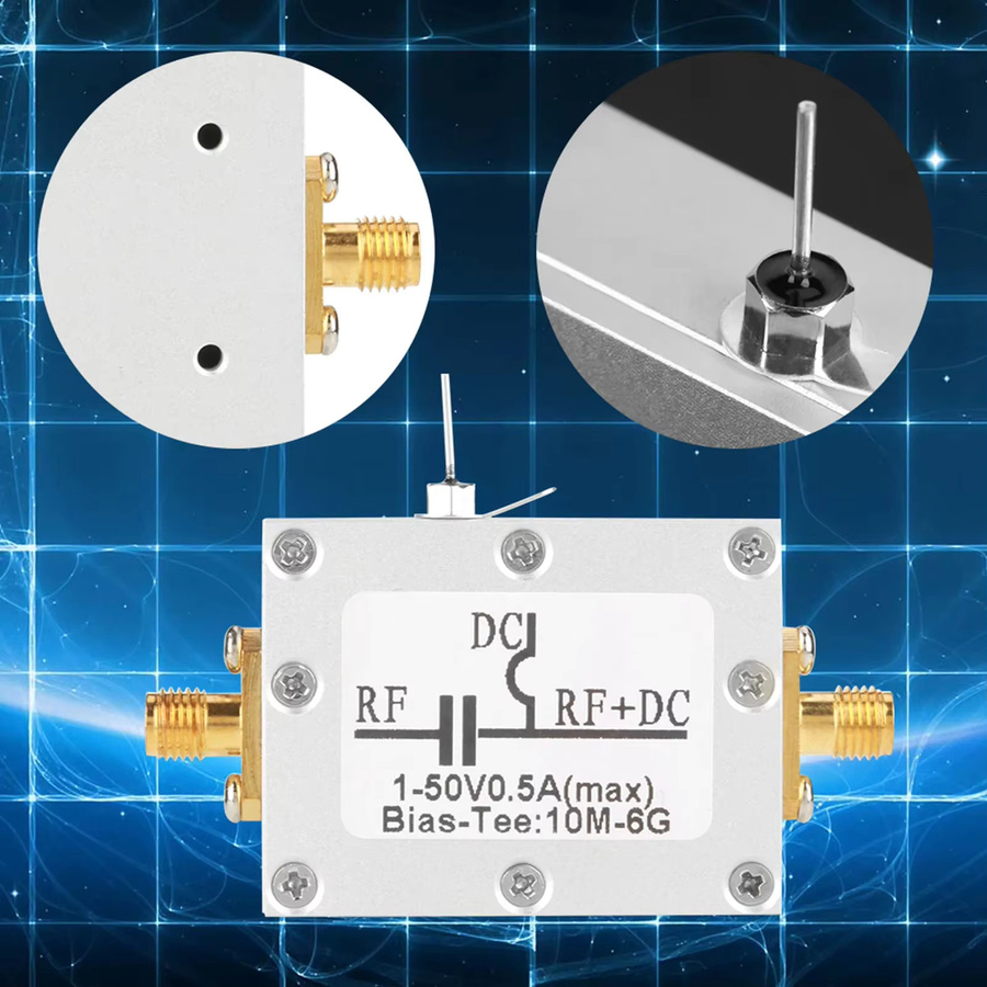 KKMOON Breitband Hochfrequenz Bias Tee 10 MHz-6 GHz Koaxial-T-Stück in Silber und Grau - Bild 4