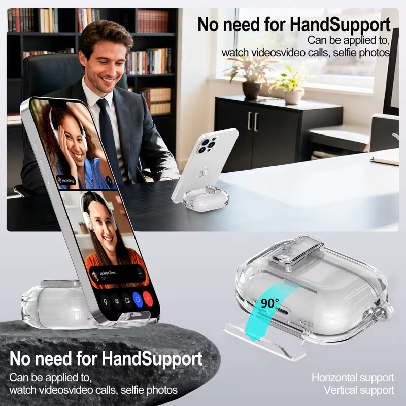 Magnetische Schutzhülle für Apple AirPods Pro 3 in Transparent mit Fallschutz und Schlüsselband - Bild 2