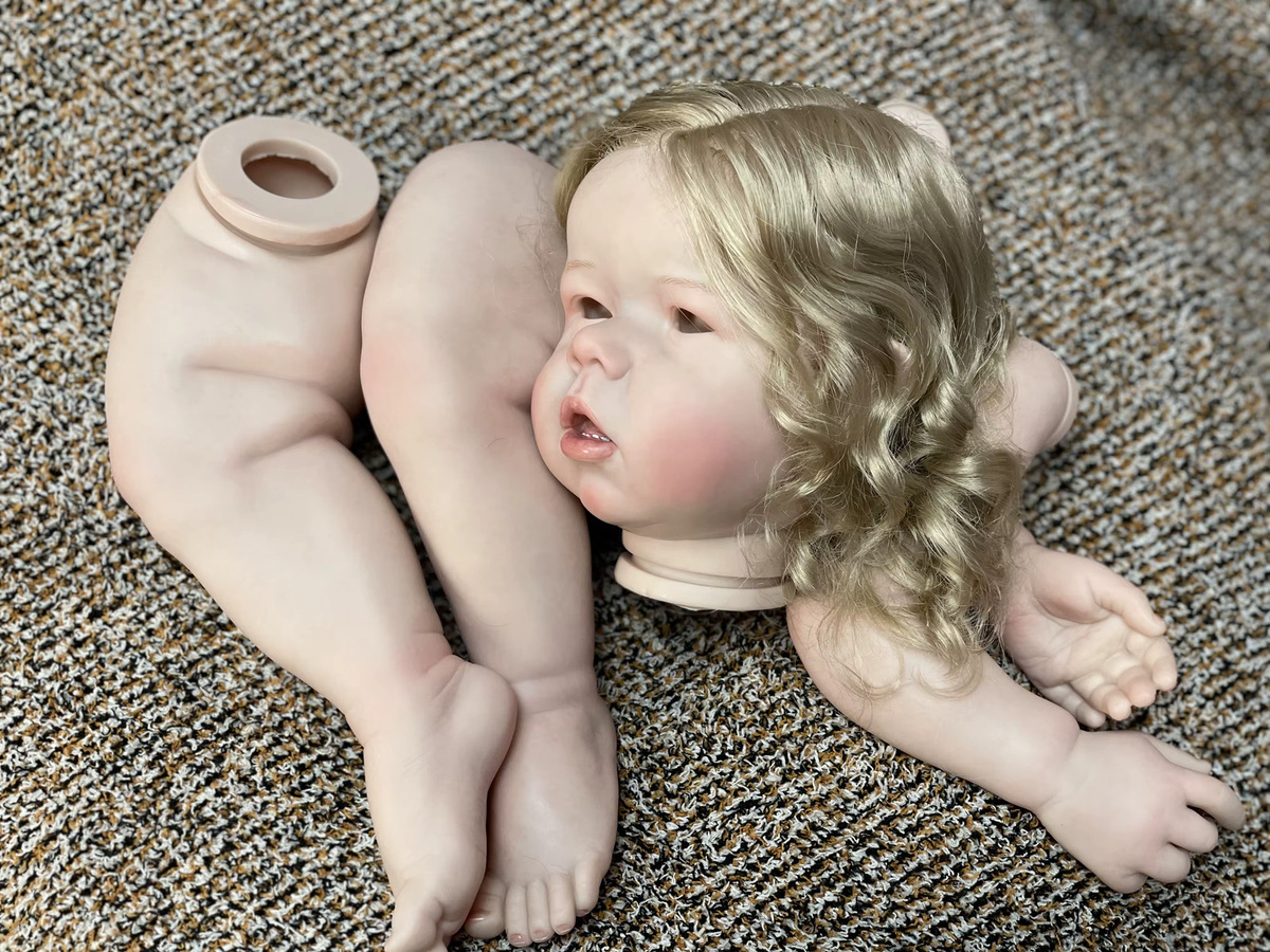 AnjoDoll Liam Bebe Reborn Puppe Kits, Handgemachte Gemalt/Unlackiert, Realistische Nette Neugeborene Puppe Teile Mit Zähne Kit Bebé Reborn, Blau - Bild 2