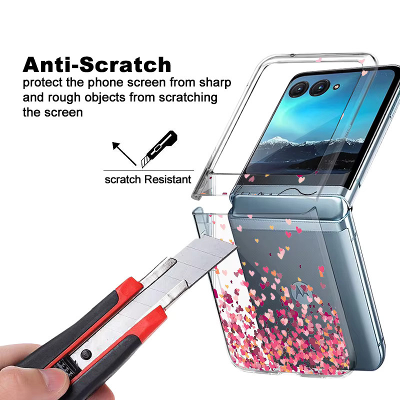 Transparente Motorola Razr 40 50 Ultra Handyhülle mit romantischem Herz-Design, stoßfeste PC-Schutzhülle in Transparent - Bild 3