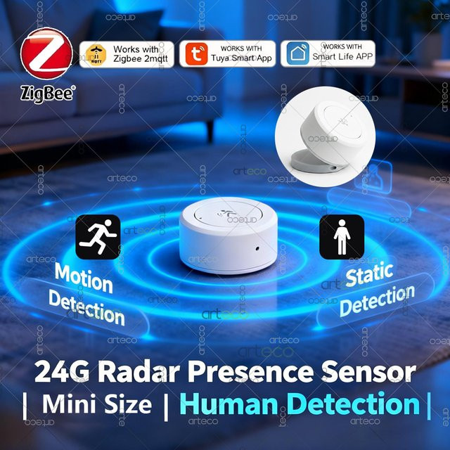 Tuya Mini Zigbee Anwesenheitssensor mit 24GHz mmWave Radar-Detektor in Weiß zur Statisch- und Bewegungserkennung für Tuya, Home Assistant und Z2MQTT - Bild 1