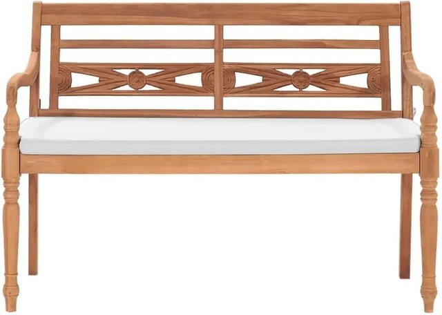 vidaXL Batavia Gartenbank aus Teakholz mit Polstern in Braun, Breite: 120 cm - Bild 1