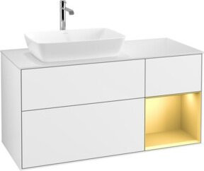 V&B Waschtischunterschrank Finion mit Wandbeleuchtung, Farbe Weiß mit Gold, Breite: 120 cm, Tiefe: 50,1 cm, Höhe: 50,1 cm - Bild 1