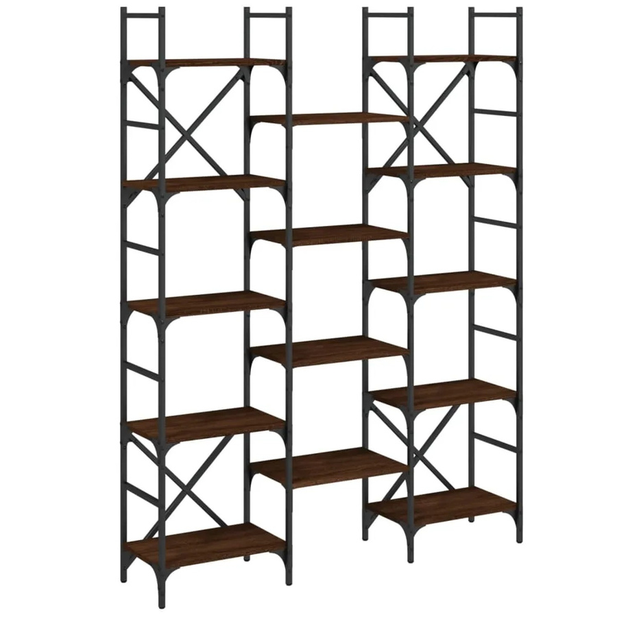 vidaXL Bücherregal in Braun Eichen-Optik aus Holzwerkstoff und Metall, B/T/H: 127,5 x 28,5 x 172,5 cm - Bild 2