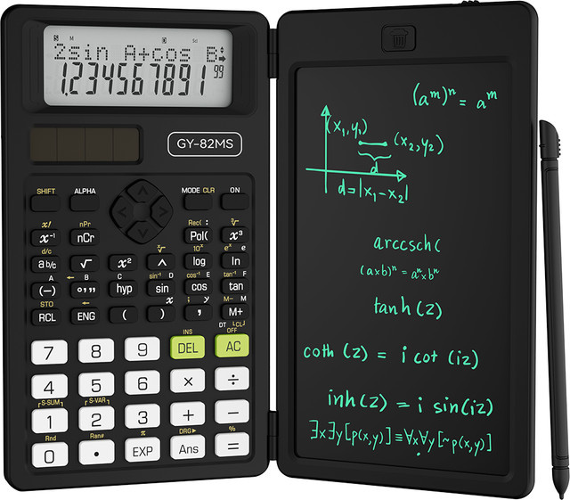 NeWYeS 2-in-1 Wissenschaftlicher Taschenrechner und 6 Zoll Schreibtablet mit 240 Funktionen und LCD-Display in Pink oder Schwarz - Bild 1