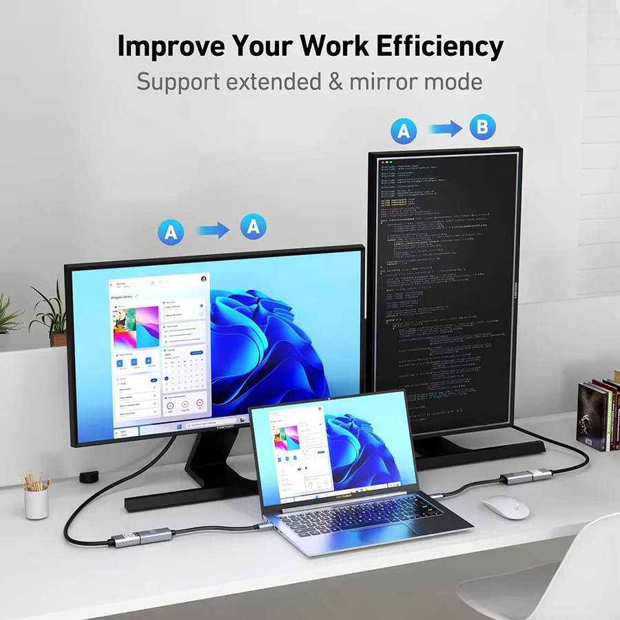 USB-C auf HDMI DisplayPort Konverterkabel in Schwarz für MacBook Air, iPad und Laptop, 4K 60Hz Unterstützung - Bild 3