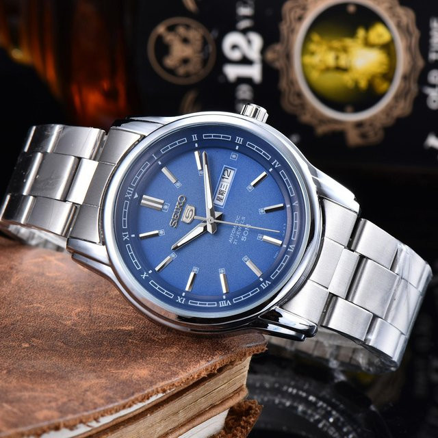 SEIKO Armbanduhr Automatik, Edelstahl, schwarzes Zifferblatt, Herren - Bild 1