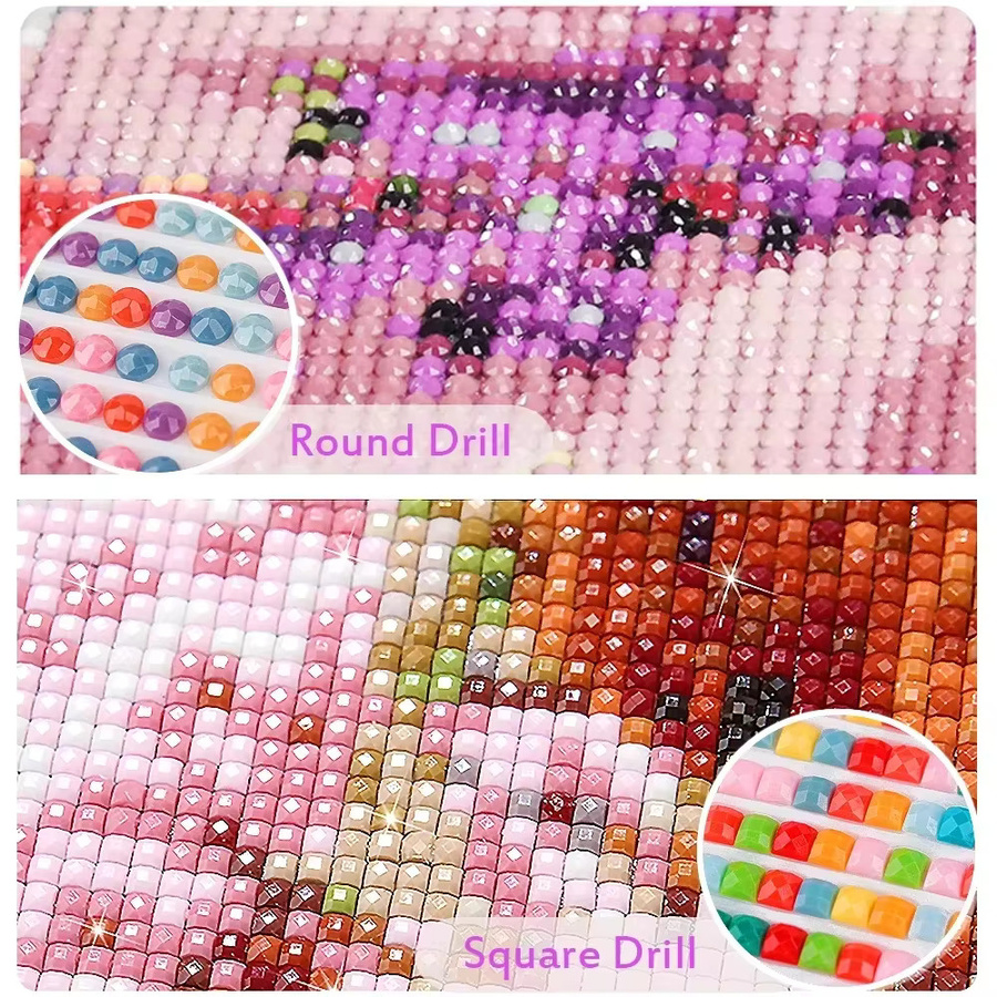 Potdemiel 5D DIY Diamantmalerei Set Abstrakte Ringkunst Retro Vintage Film Motiv in Multicolour - Bild 1