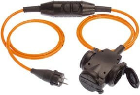 AS Schwabe Personenschutz-Verlängerungskabel PRCD-S 230V mit 3m H07BQ-F3G2,5 Kabel und 3-Wege-Kupplung, Orange/Schwarz, IP44 - Bild 2