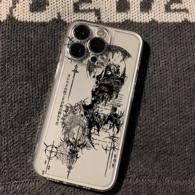 Handyhülle mit dunklem Gothic Grunge Skizzen-Design für Samsung Galaxy Modelle (A15, A16, A05, A21S, A54, A55, A56, A35, M23, M33, M54, M55, A14) transparent - Bild 1