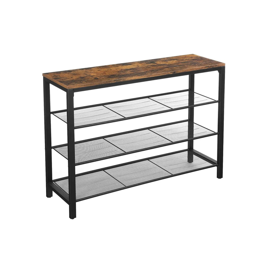 Vasagle Schuhregal aus Holz und Stahl in Braun-Schwarz, B/T/H: 100 x 30 x 72 cm - Bild 2