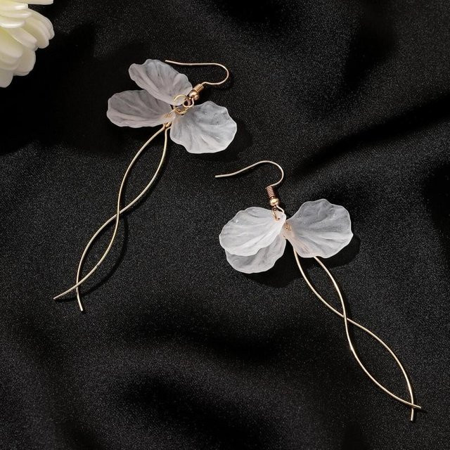 Lucky Star Jewelry Hängeohrringe, Weiße Blume, Gold, Messing, Damen - Bild 1