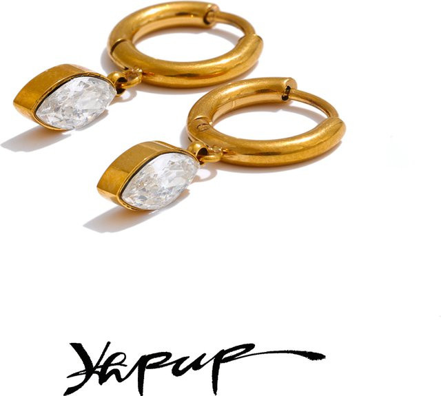 Yhpup Ohrringe Edelstahl, Zirkonia, Gold, Unisex - Bild 1