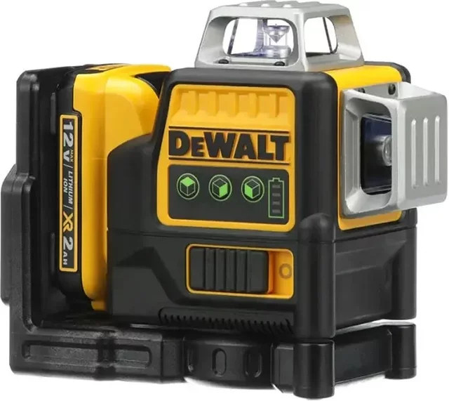 DeWalt DW089LG 12V 360-Grad Drei-Seiten Infrarot-Grünlicht-Drahtnivelliergerät mit hoher Sichtbarkeit in Grün und Gelb - Bild 1