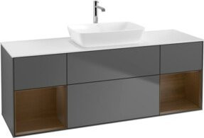 V&B Finion Waschtischunterschrank mit integrierter LED-Wandbeleuchtung, Farbe: Weiß/Anthrazit, Breite: 160 cm - Bild 1