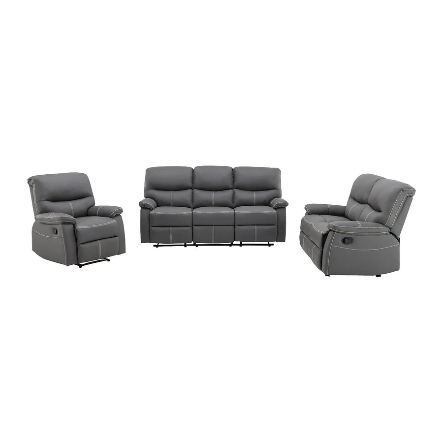 Vente-unique Couchgarnitur Canby in Grau mit Sessel aus Kunstleder, B/T/H: 183 x 133 x 79 cm - Bild 2