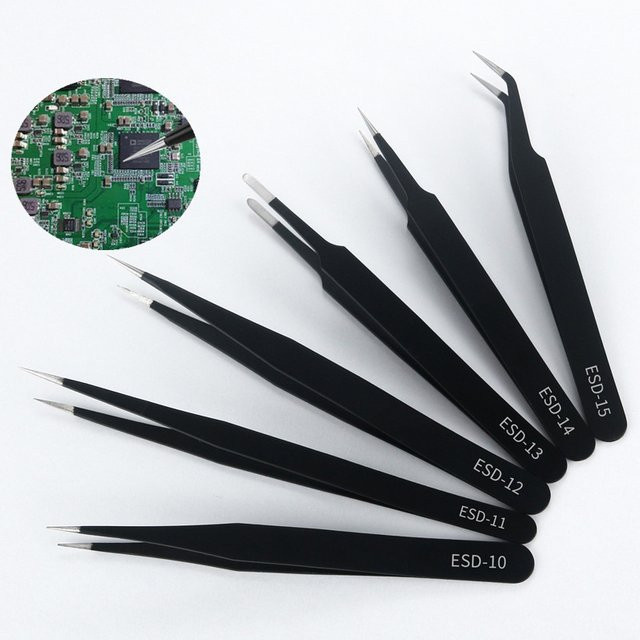 Popolle Edelstahl-ESD-Spitzpinzette für präzise Elektronik-Demontage und Wartung - Bild 1