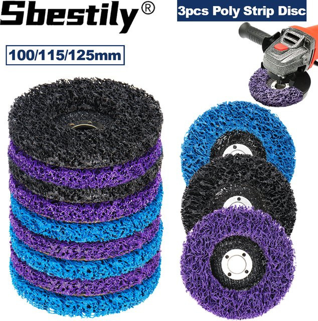 SI FANG Korallenschleifscheiben Set aus Poly-Streifenschleifscheiben zum Entfernen von Farbe und Rost für Winkelschleifer, 3 Stück, Durchmesser: 100 mm, 115 mm, 125 mm - Bild 1