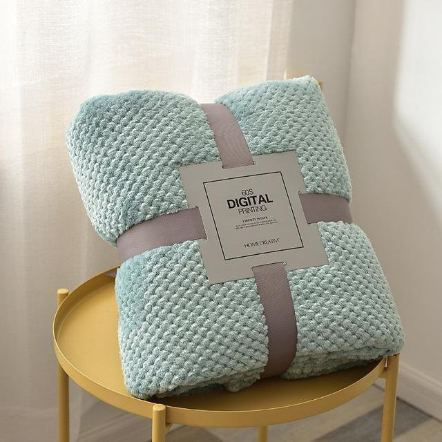 Yiran Furniture Korallen-Fleece-Decke in Hellblau, weiche Steppdecke aus Baumwolle und Polyester, B/B: 150 x 200 cm - Bild 1