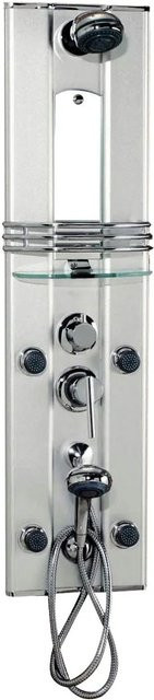 Sanotechnik Duschpaneel Palma in Silber mit Massagefunktion, Handbrause, Kopfbrause und Umsteller, Material Aluminium, Farbe Chrom, Höhe: 105 cm, Breite: 26 cm - Bild 1