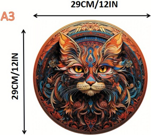 MaxRenard Bunte Katze, Holzpuzzle, Bunt / Mehrfarbig - Bild 1