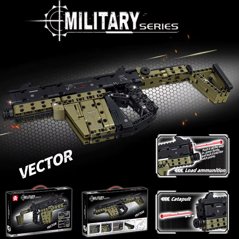 MOC Delta Force AUG & VECTOR SMG Waffen-Bausteine, Schießbare Waffenmodelle, Militär-Gewehr-Spielzeug - Bild 2