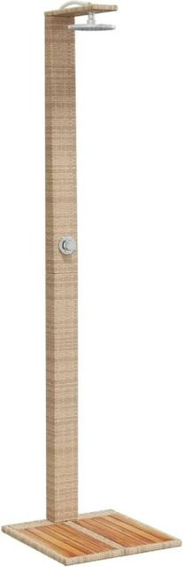 vidaXL Freistehende Gartendusche aus Poly-Rattan und Akazienholz in Beige, B/T/H: 50 x 55 x 224 cm - Bild 1