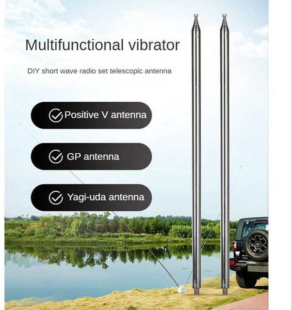 SWM 2er-Set Edelstahl Peitschenantenne Teleskopantenne für HF-Radio und Kurzwellen DIY, Farbe: Silber - Bild 1