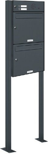 AL Briefkasten für 2 Parteien, freistehend, grau, B/H/T: 46,5 x 170 x 11,6 cm - Bild 1